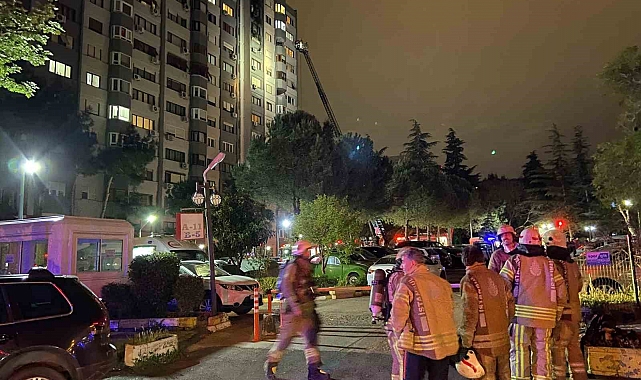 15 katlı binada korkutan yangın anları