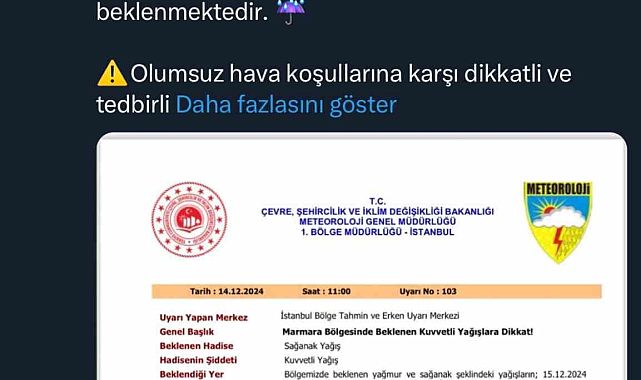 Sakarya'da kuvvetli yağış uyarısı