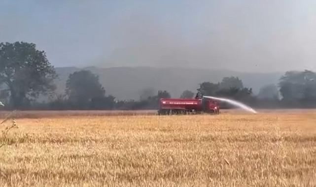 Anız yangını güçlükle söndürüldü