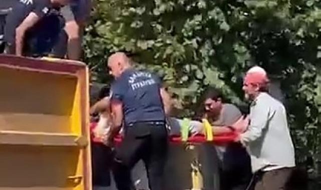 Kontrolden çıkan hafriyat kamyonu devrildi