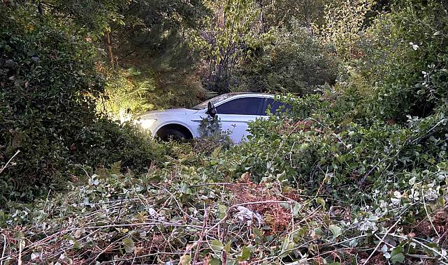 Kontrolden çıkan otomobil şarampole devrildi, sürücü yara almadan kurtuldu