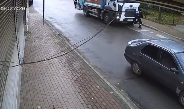 Belediye işçisinin hayatını kaybettiği korkunç kaza kamerada