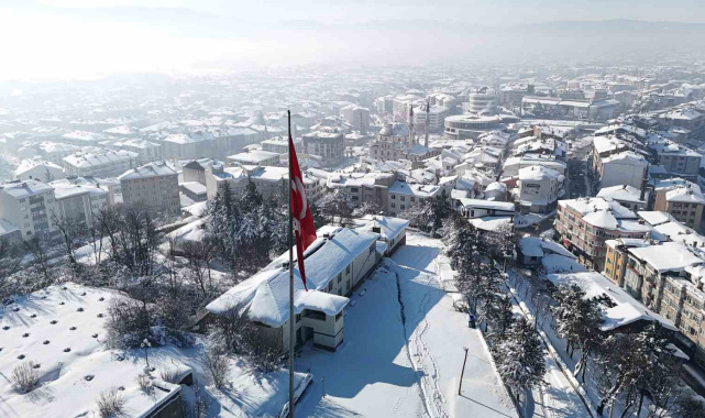Bolu'da kış güzelliği havadan görüntülendi