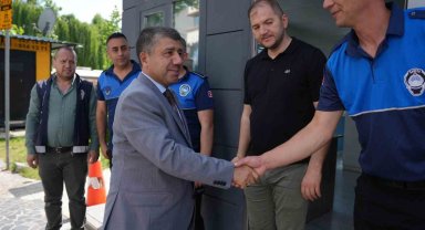 Bayram mesaisindeki zabıta ekiplerine ziyaret