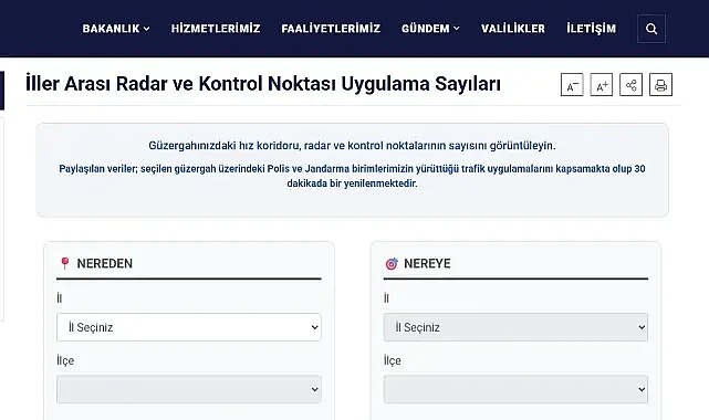 Bayramda et yerine trafik cezası yemeyin: Radar haritası açıldı