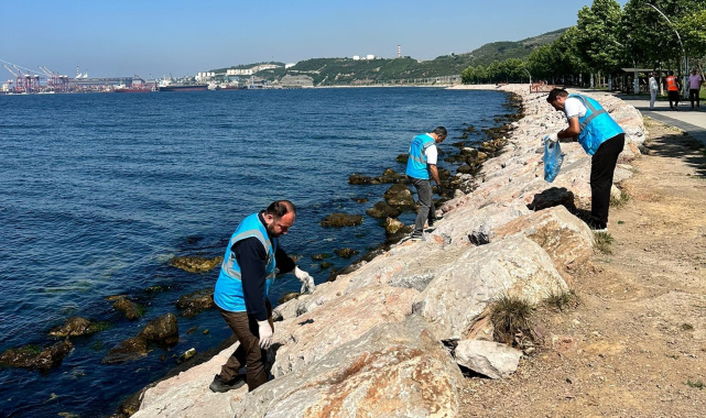 Dilovası'nda Marmara Denizi için sahil temizliği yapıldı