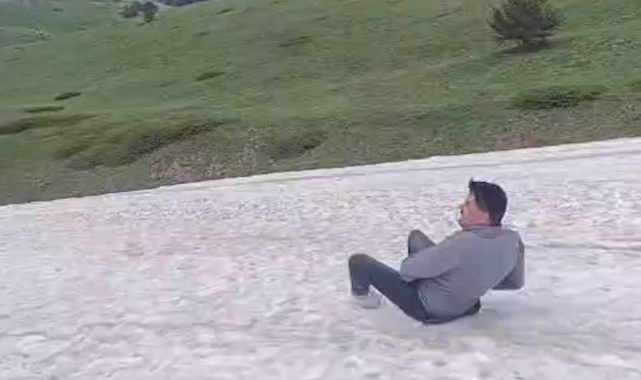 Haziran ayında kar eğlencesi görüntülendi