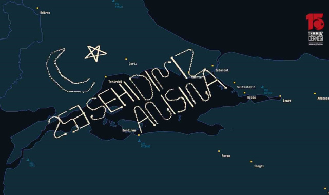 15 Temmuz şehitleri anısına İHA'lardan 253 kilometrelik rotada ay-yıldızlı radar izi