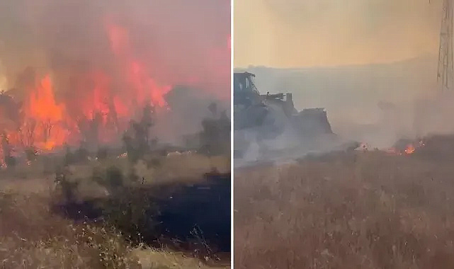 BAYRAMİÇ'TE KORKUTAN ORMAN YANGINI! KONTROL ALTINA ALINDI