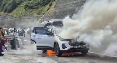 Cip Bolu Dağı Tüneli girişinde alev topuna döndü
