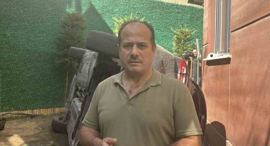 Eyüpsultan'da otomobil bahçeye uçtu, gün ağarınca ortalığın savaş alanına döndüğü görüldü