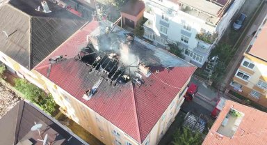Tuzla'daki fabrika yangını havadan görüntülendi